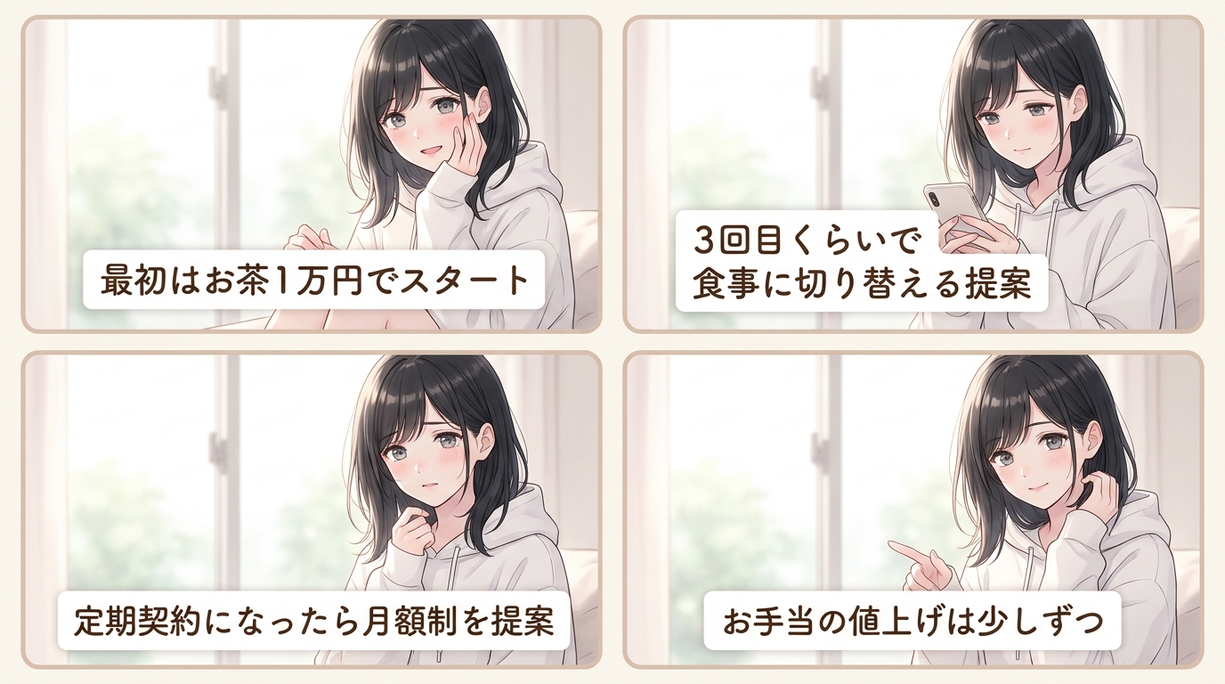 お手当を徐々に上げる交渉テクニック