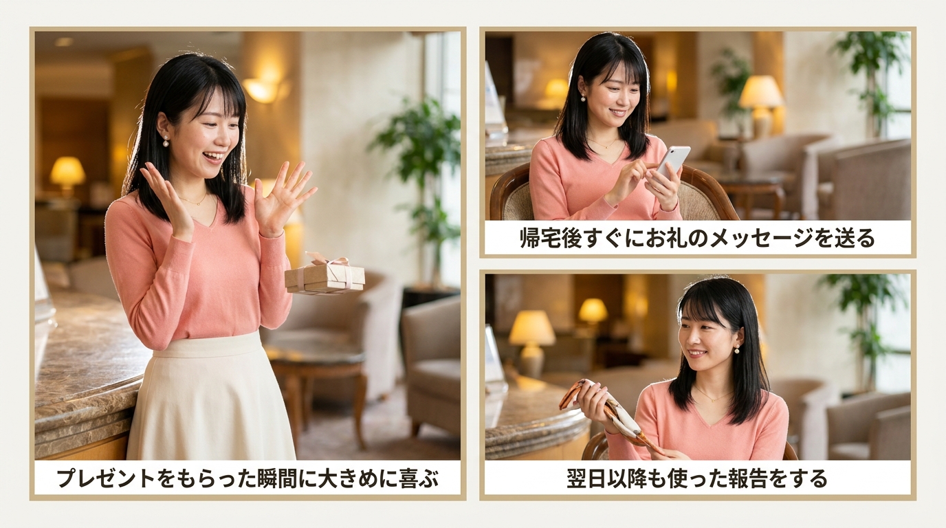 大きめリアクションと感謝の連絡が必須