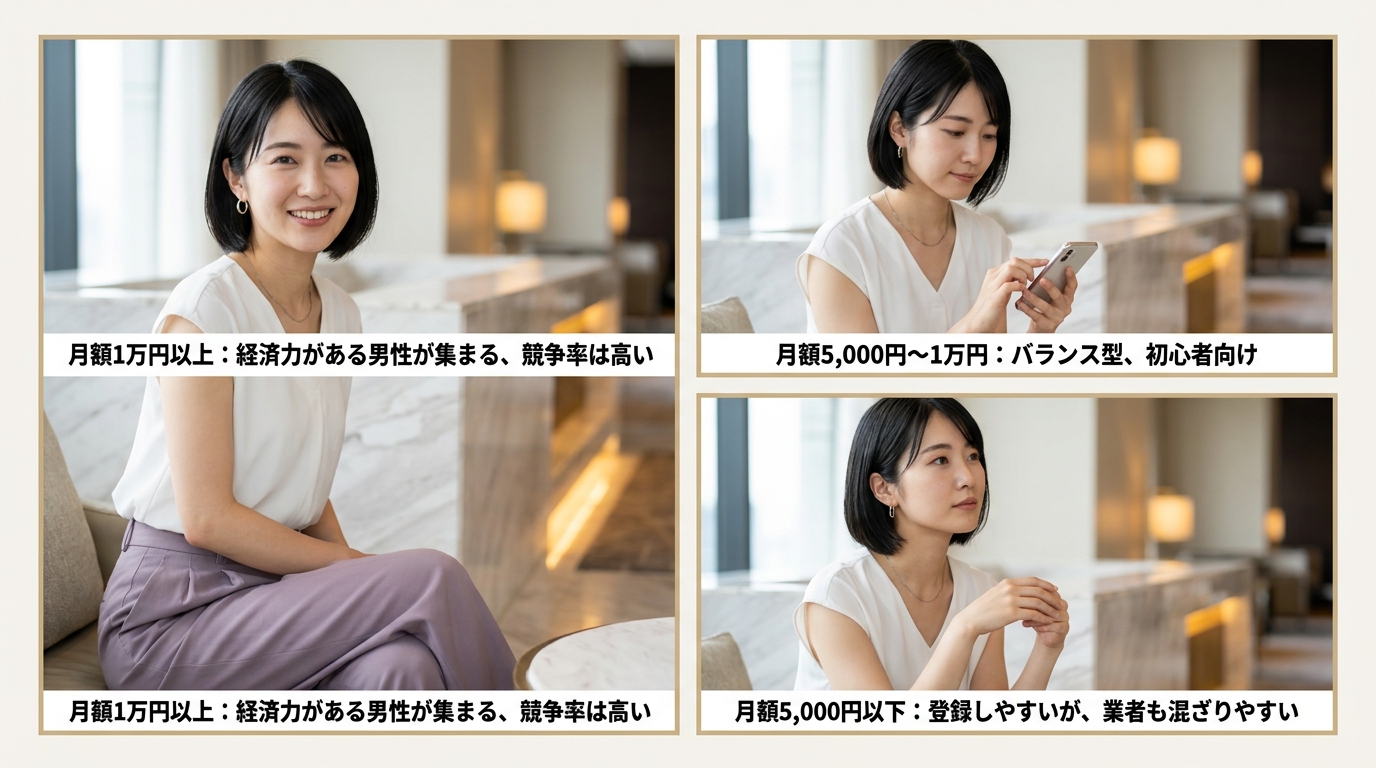料金設定が高いアプリほど男性の競争率は下がる